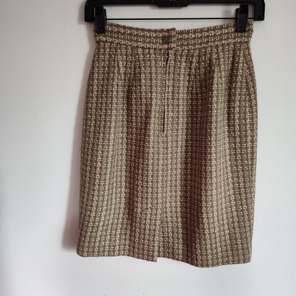 Ladies Petite SZ 2P Anne Klein Taupe/Cream Pencil Skirt - Picture 2 of 3